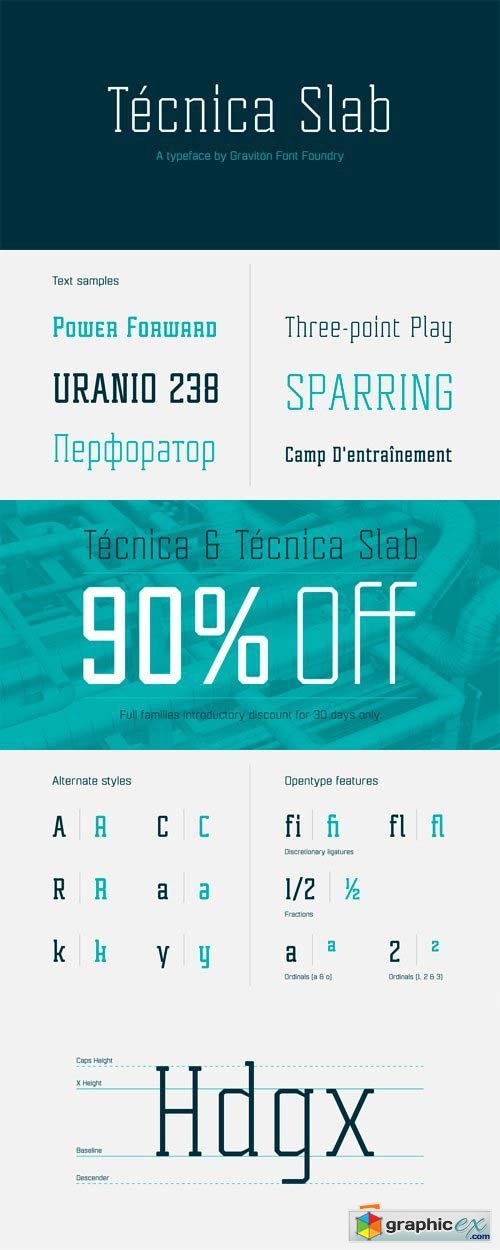 Tecnica Slab Font Family - 4 Font for $75