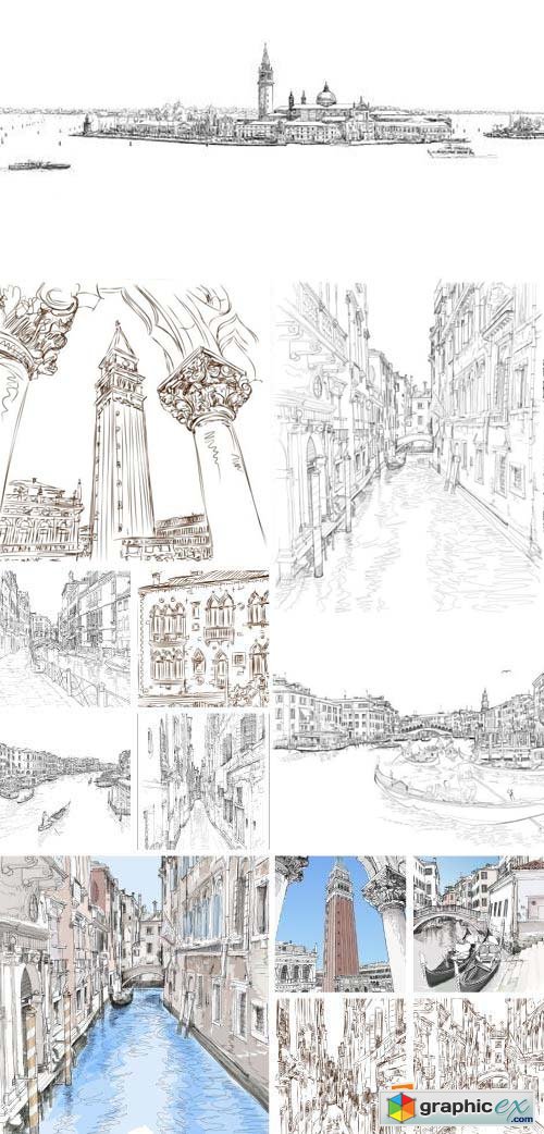 Amazing Venice Illustrations 25xJPG