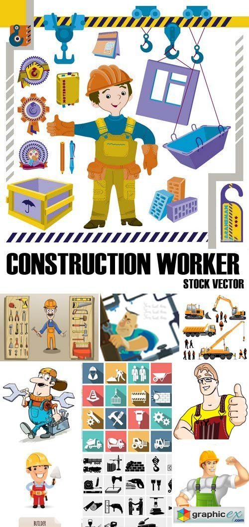 Stock Vectors - Construction Worker, 25xEPS