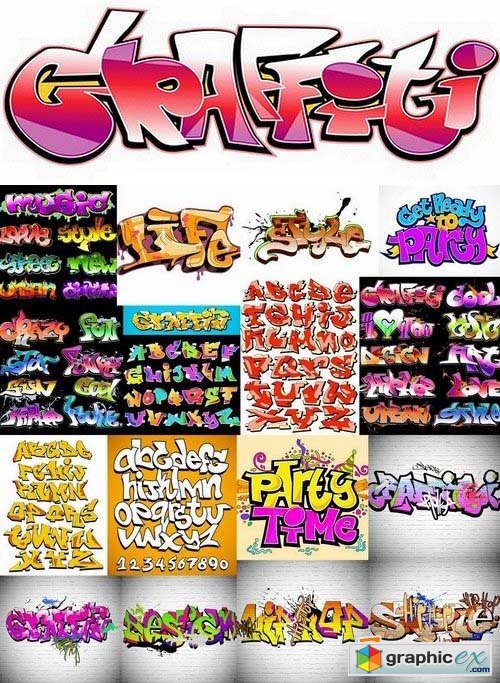 Graffiti Fonts and words in vector 25xEPS