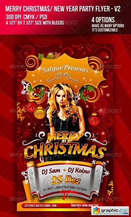 Christmas / New Year Music Dance Party Night Flyer - V2