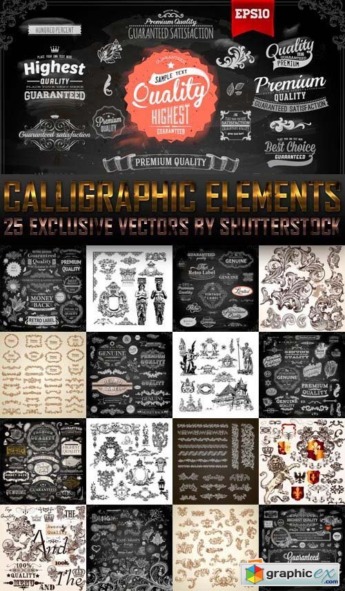 Calligraphic Elements 5, 25xEPS