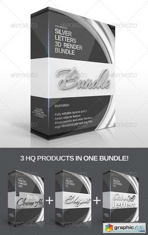 Silver Letters 3D Bundle