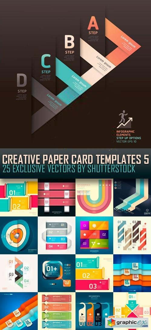 Creative Paper Card Templates 5, 25xEPS