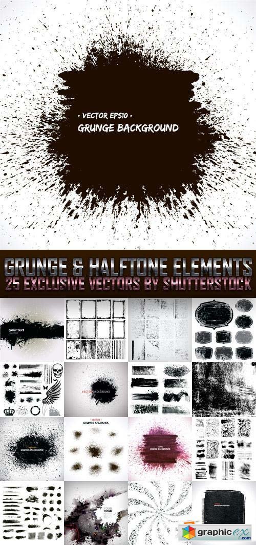 Grunge & Halftone Elements 25xEPS