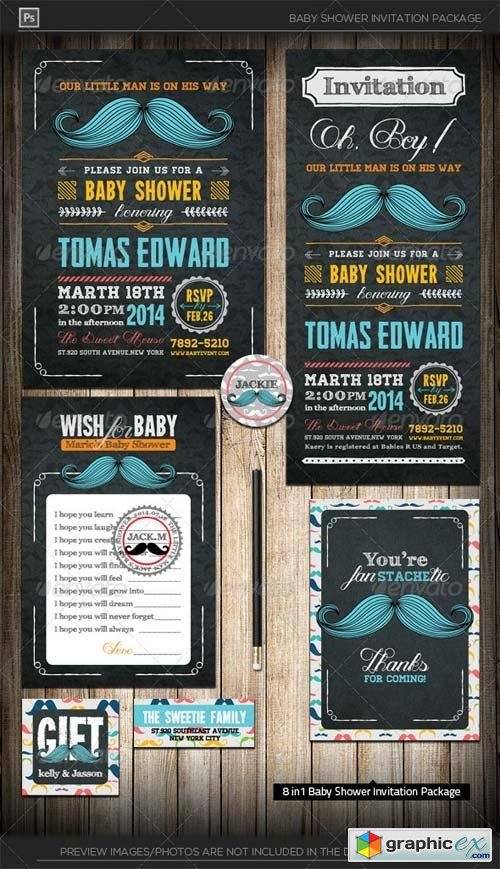 Little Man Mustache Baby Shower Invitation