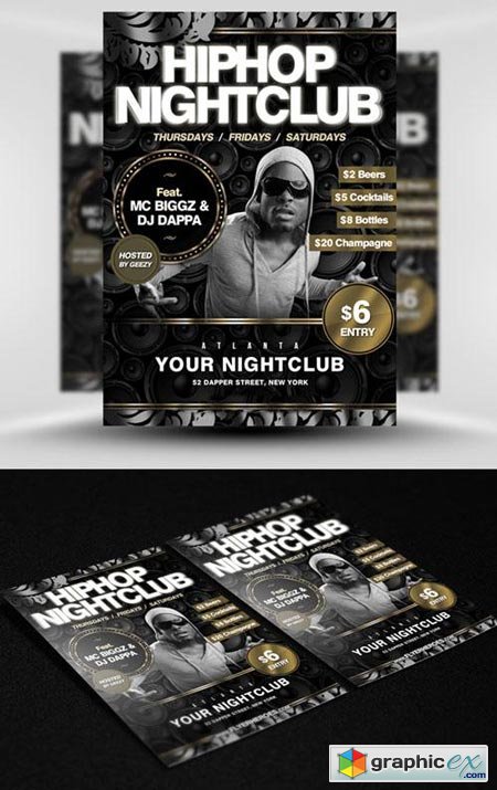 PSD Hip Hop Nightclub Party Flyer Poster