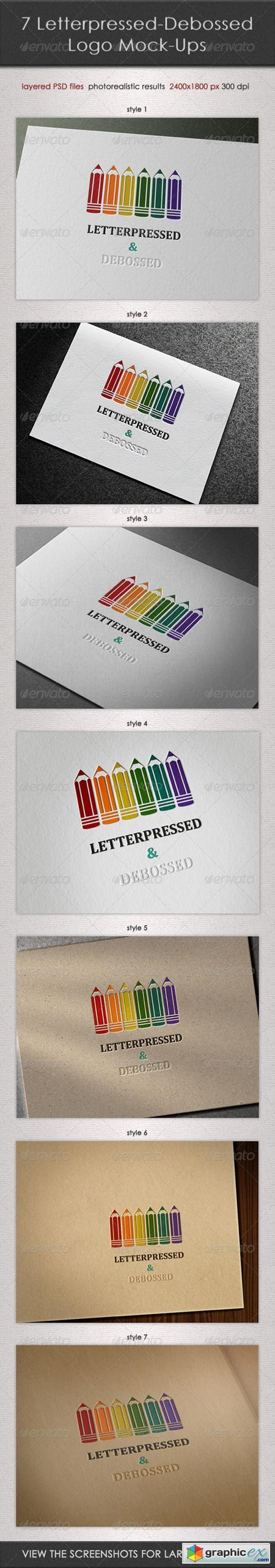 7 Letterpressed-Debossed Logo Mock-Ups 3760400