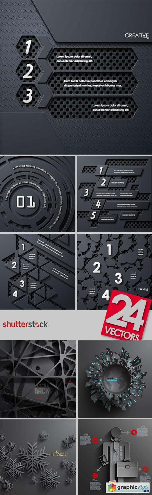 Dark Infographic Design Elements 24xEPS