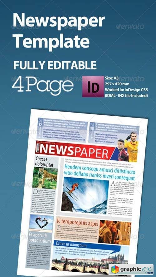Newspaper Template A3 Format 4 Page