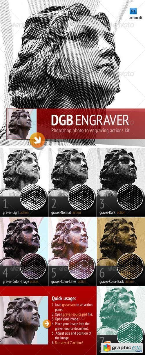 Engrave Photoshop Actions Kit