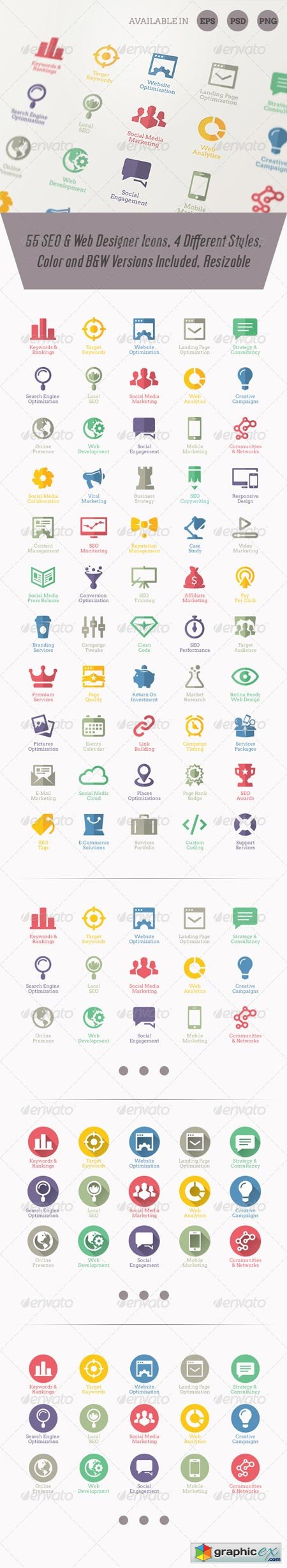Modern SEO Services Icons 3000523