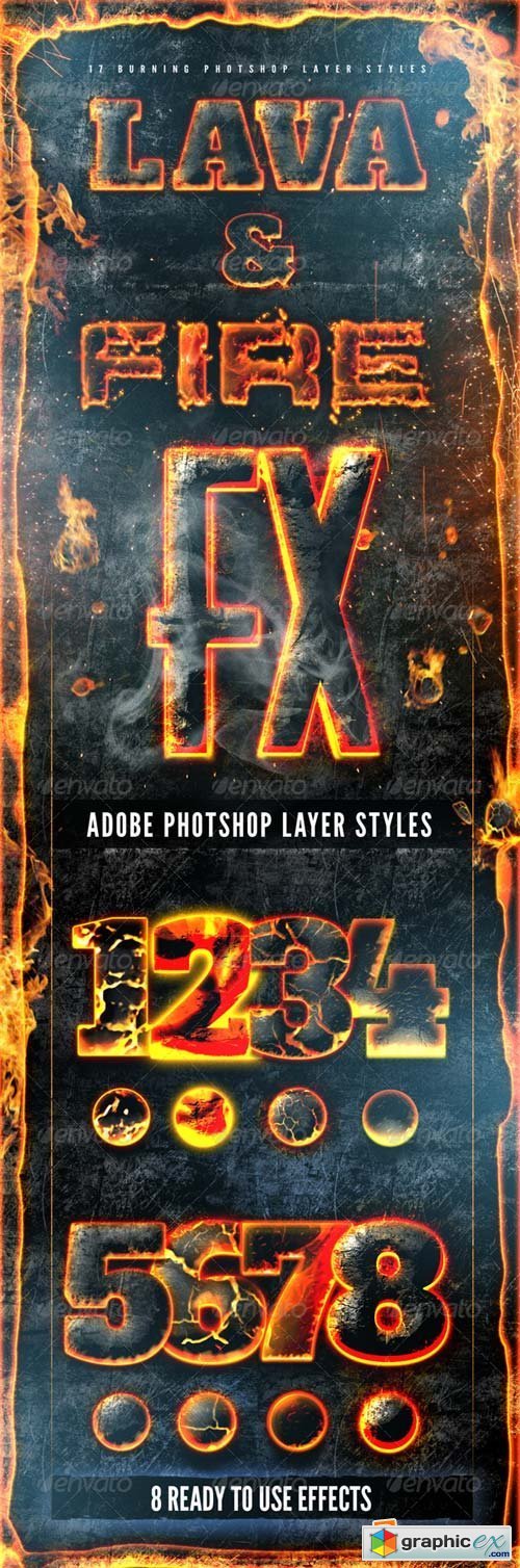 Hot Lava and Fire Layer Styles Pack Fx