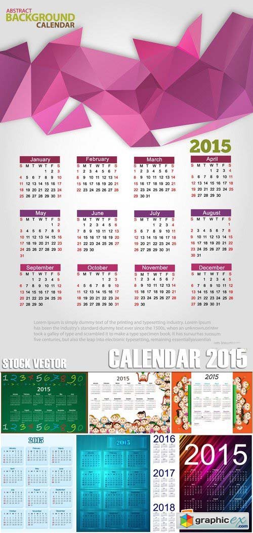 Stock Vectors - Calendar 2015, 25xEPS