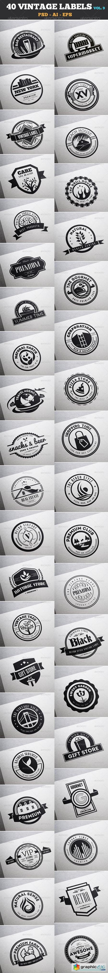 40 Vintage Labels & Badges Logos Insignias V9 7198450