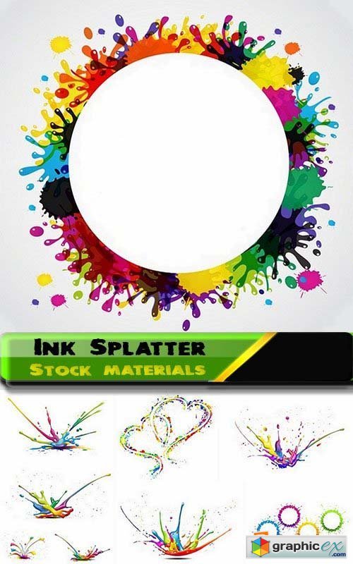 Colorful ink Splatter and Splashes in vector 25xEPS