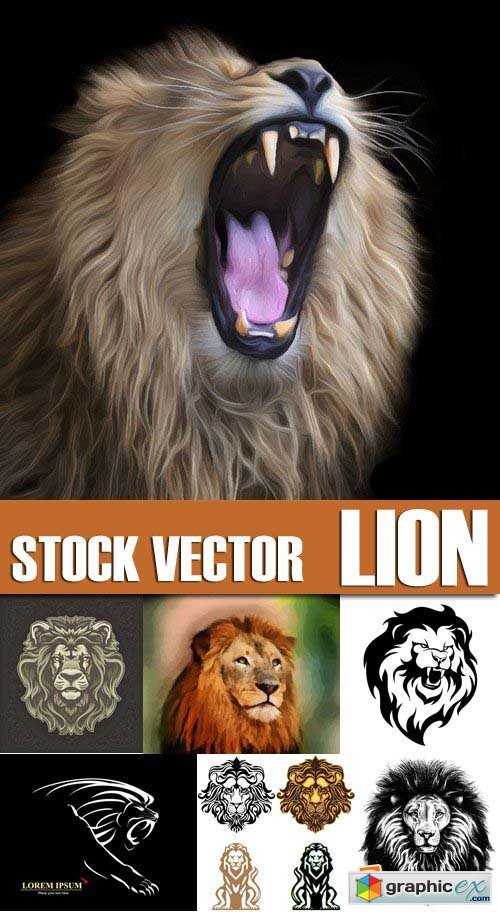 Stock Vectors - Lion, 25xEPS