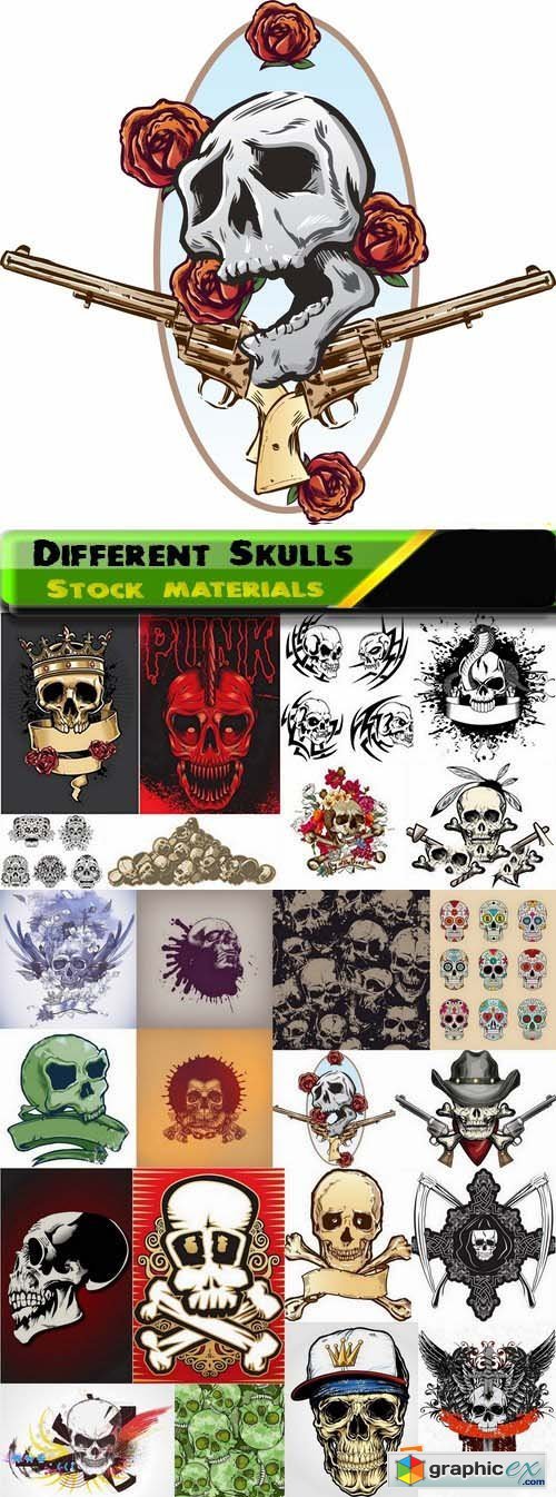 T-Shirt Design Skulls Elements 24xEPS