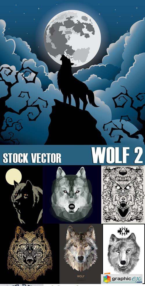 Stock Vectors - Wolf 2, 25xEPS