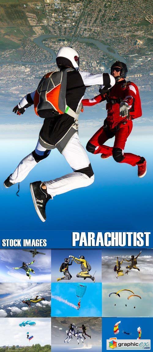 Stock Photos - Parachutist, 25xJPG