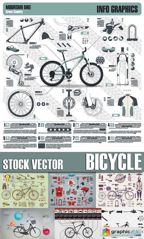 Stock Vectors - Bicycle, 25xEPS