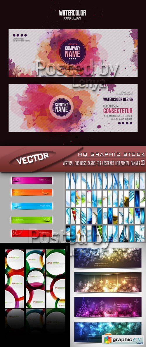 Stock Vector - Vertical business cards for abstract horizontal banner 23