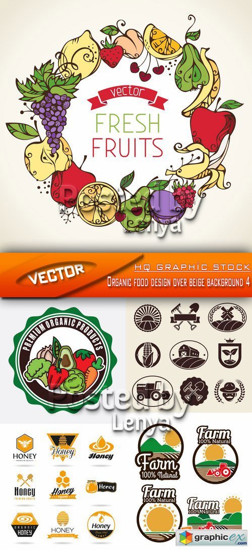 Stock Vector - Organic food design over beige background 4