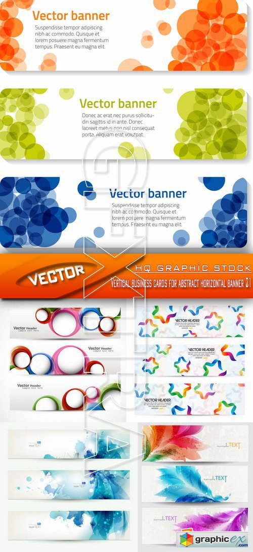 Stock Vector - Vertical business cards for abstract horizontal banner 21