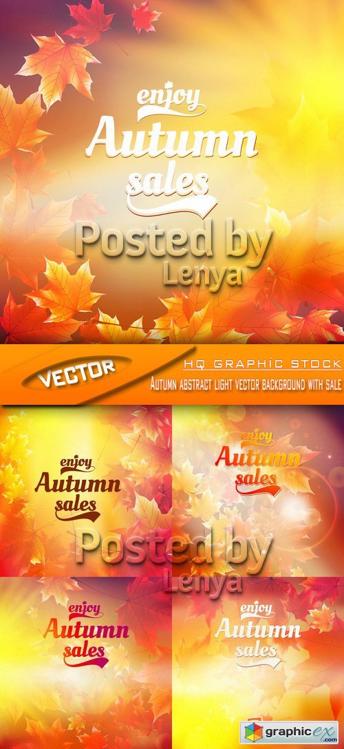Stock Vector - Autumn abstract light vector background with sale