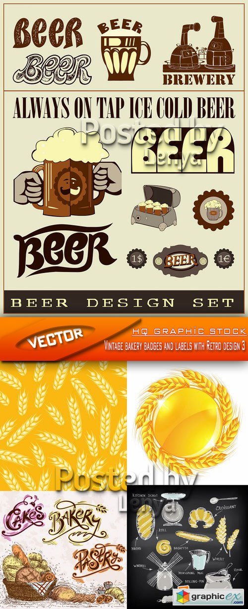 Stock Vector - Vintage bakery badges and labels with Retro design 3