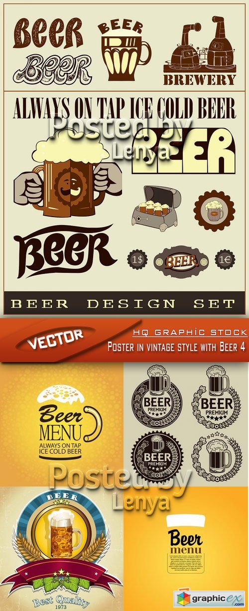Stock Vector - Poster in vintage style with Beer 4