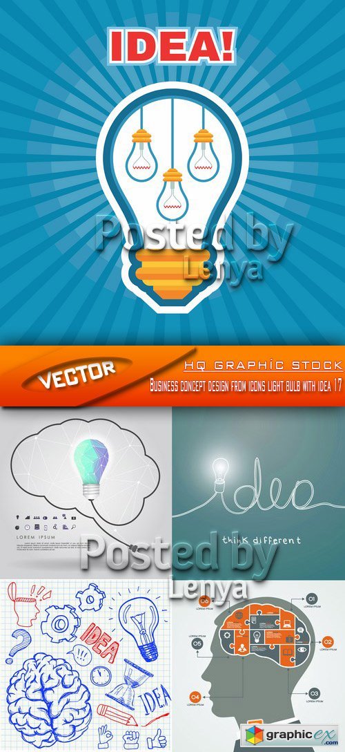 Stock Vector - Business concept design from icons light bulb with idea 17