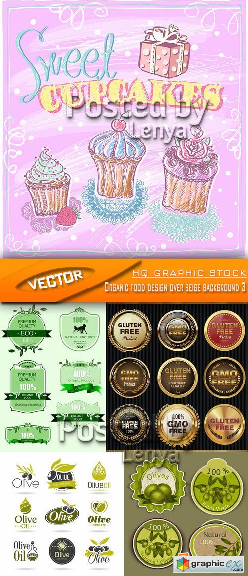 Stock Vector - Organic food design over beige background 3