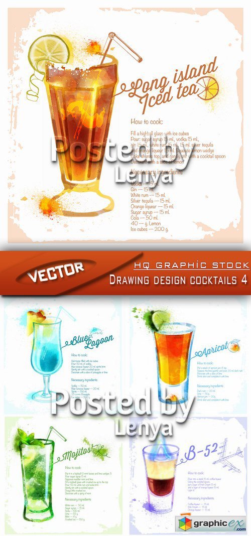 Stock Vector - Drawing design cocktails 4