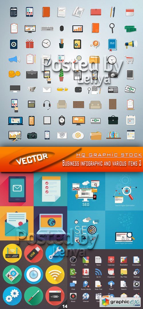 Stock Vector - Business infographic and various items 2
