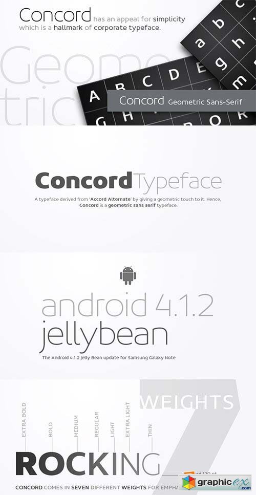 Concord Font Family - 7 Fonts $525