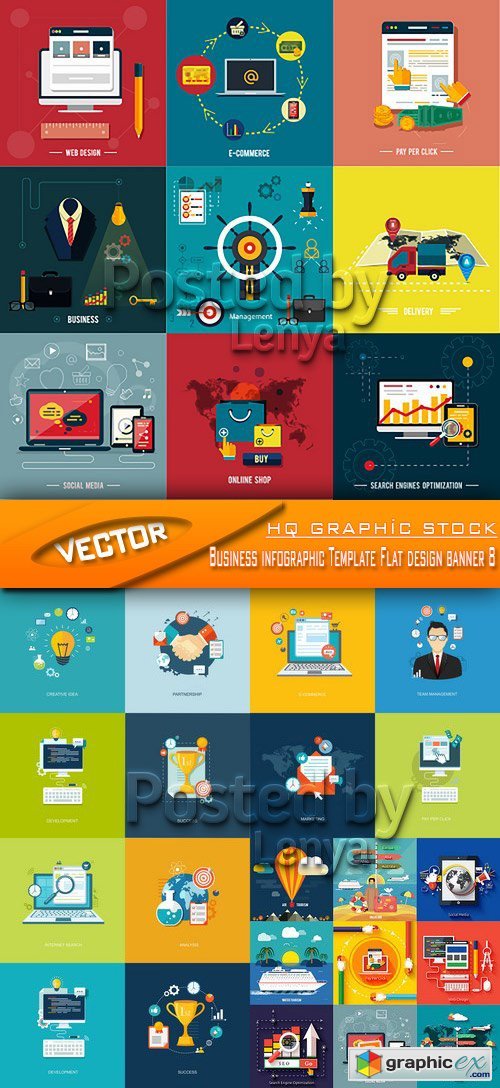 Stock Vector - Business infographic Template Flat design banner 8