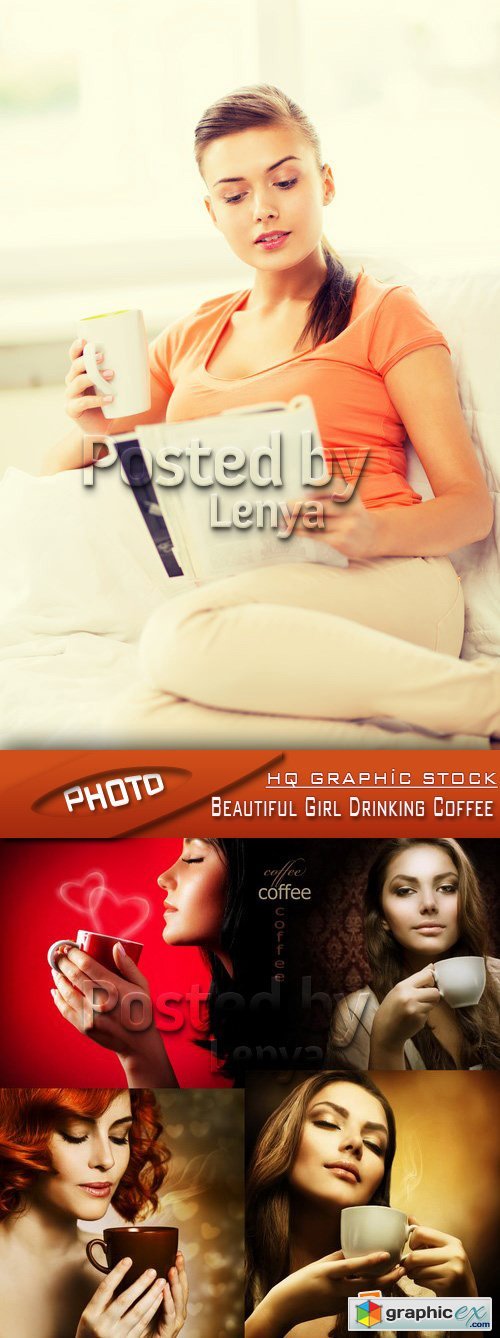 Stock Photo - Beautiful Girl Drinking Coffee