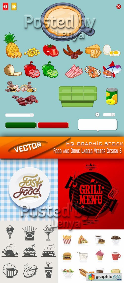 Stock Vector - Food and Drink Labels Vector Design 5