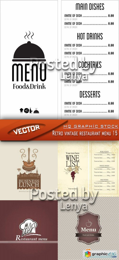 Stock Vector - Retro vintage restaurant menu 15