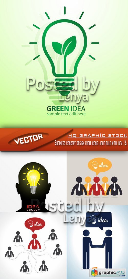 Stock Vector - Business concept design from icons light bulb with idea 16