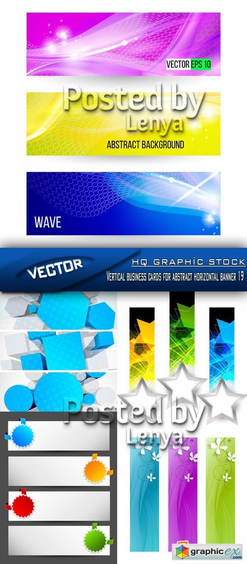 Stock Vector - Vertical business cards for abstract horizontal banner 19