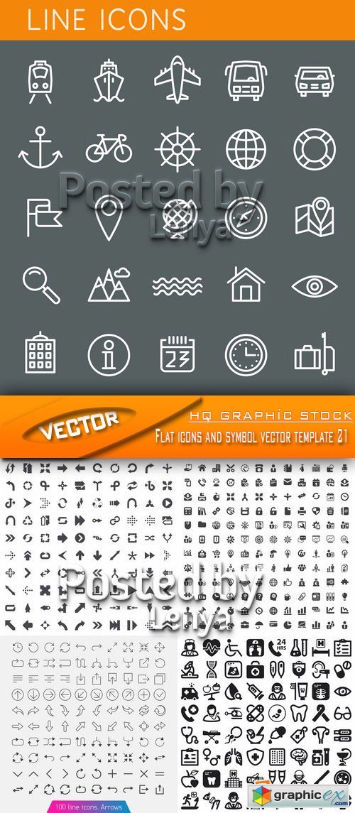Stock Vector - Flat icons and symbol vector template 21
