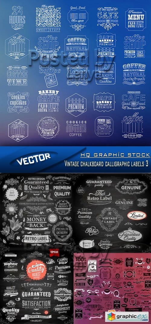 Stock Vector - Vintage chalkboard calligraphic labels 3
