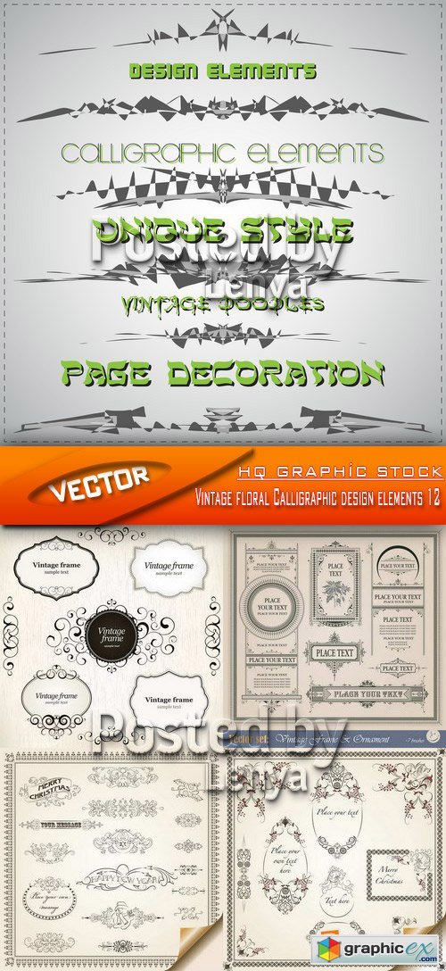 Stock Vector - Vintage floral Calligraphic design elements 12