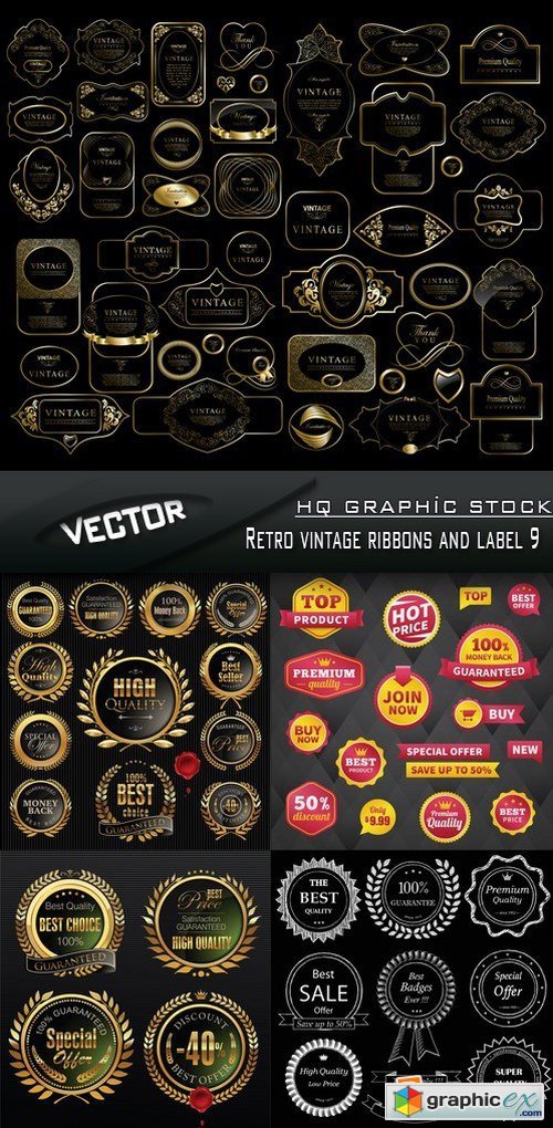 Stock Vector - Retro vintage ribbons and label 9
