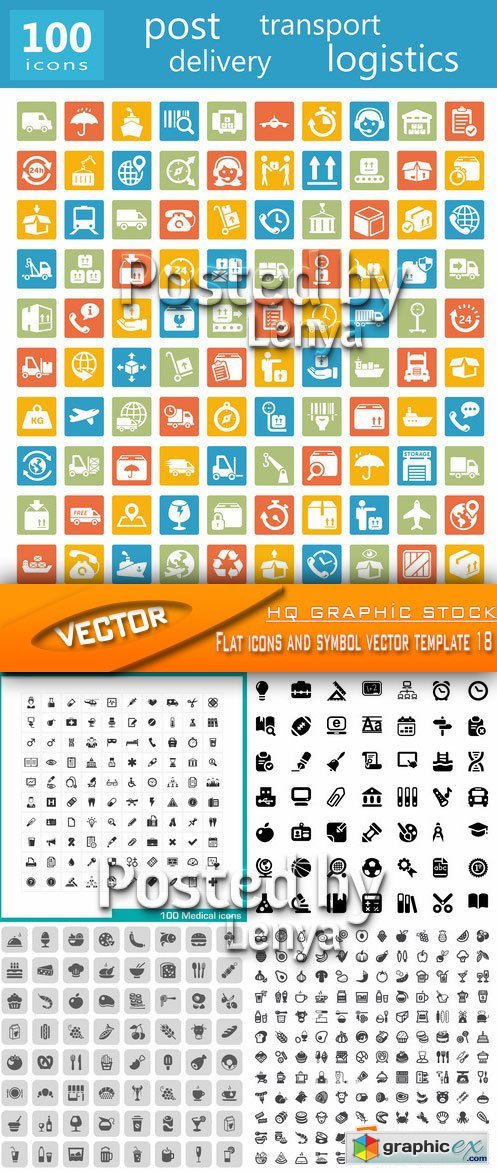 Stock Vector - Flat icons and symbol vector template 18