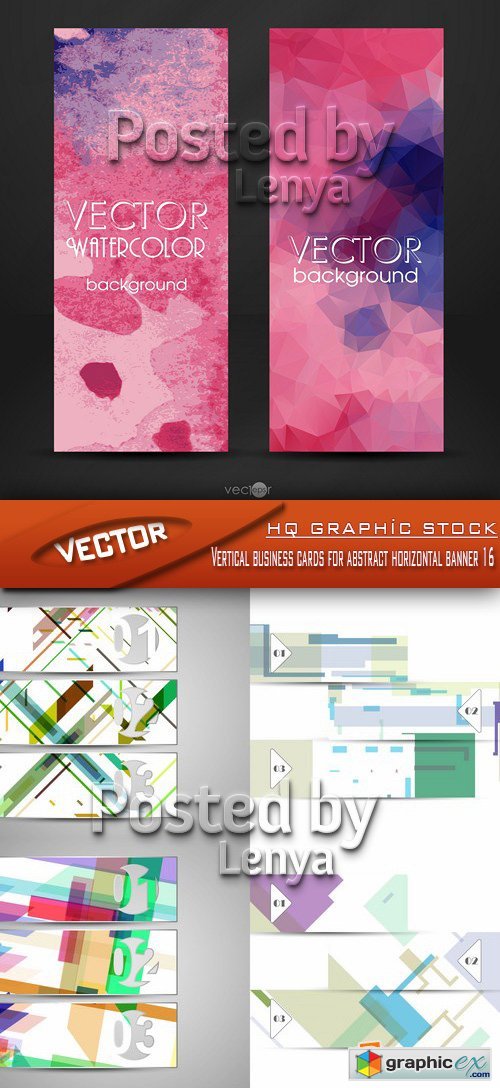 Stock Vector - Vertical business cards for abstract horizontal banner 16
