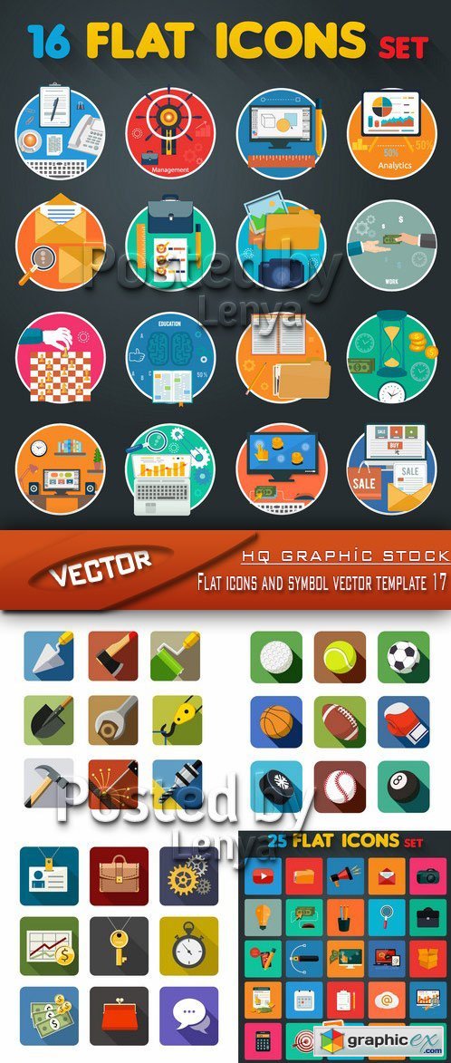 Stock Vector - Flat icons and symbol vector template 17