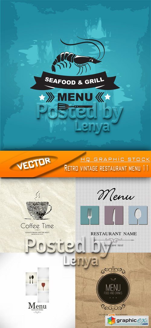 Stock Vector - Retro vintage restaurant menu 11